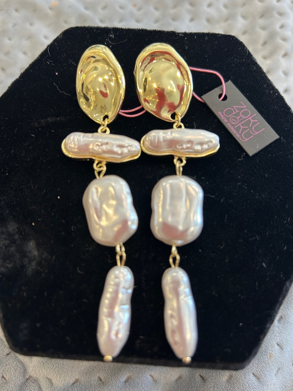 White Baroque Style Pearl Drop Earrings - NWT